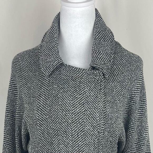 Willow & Clay Black Gray Herringbone Long Oversized Academia Jacket Size XS - Picture 3 of 13